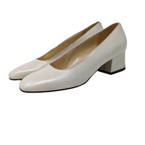 Vintage 1990s Y2K Bruno Melli Ivory White Leather 2" Heels Career Work Italy 5.5